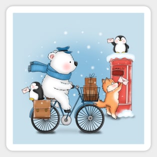 Cute Polar Bear Sends Letters Sticker